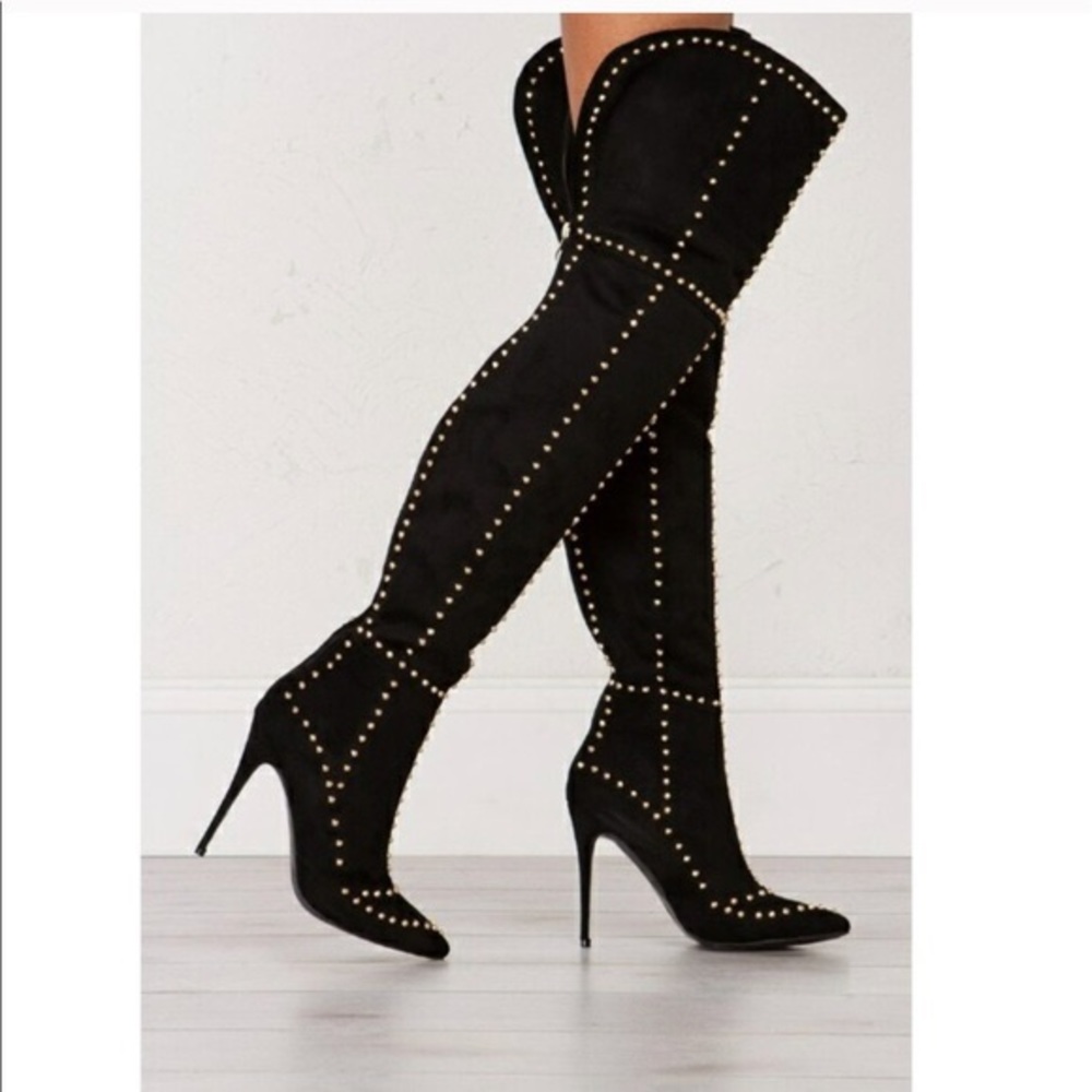 Studded Thigh High Boots